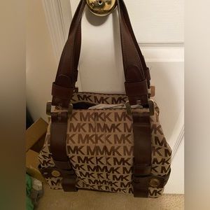 Excellent used condition signature fabric MK tote bag